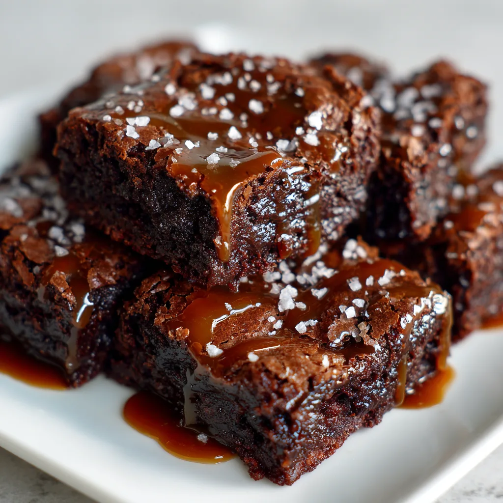 Guinness Chocolate Brownies with Sea Salt and Espresso Caramel
