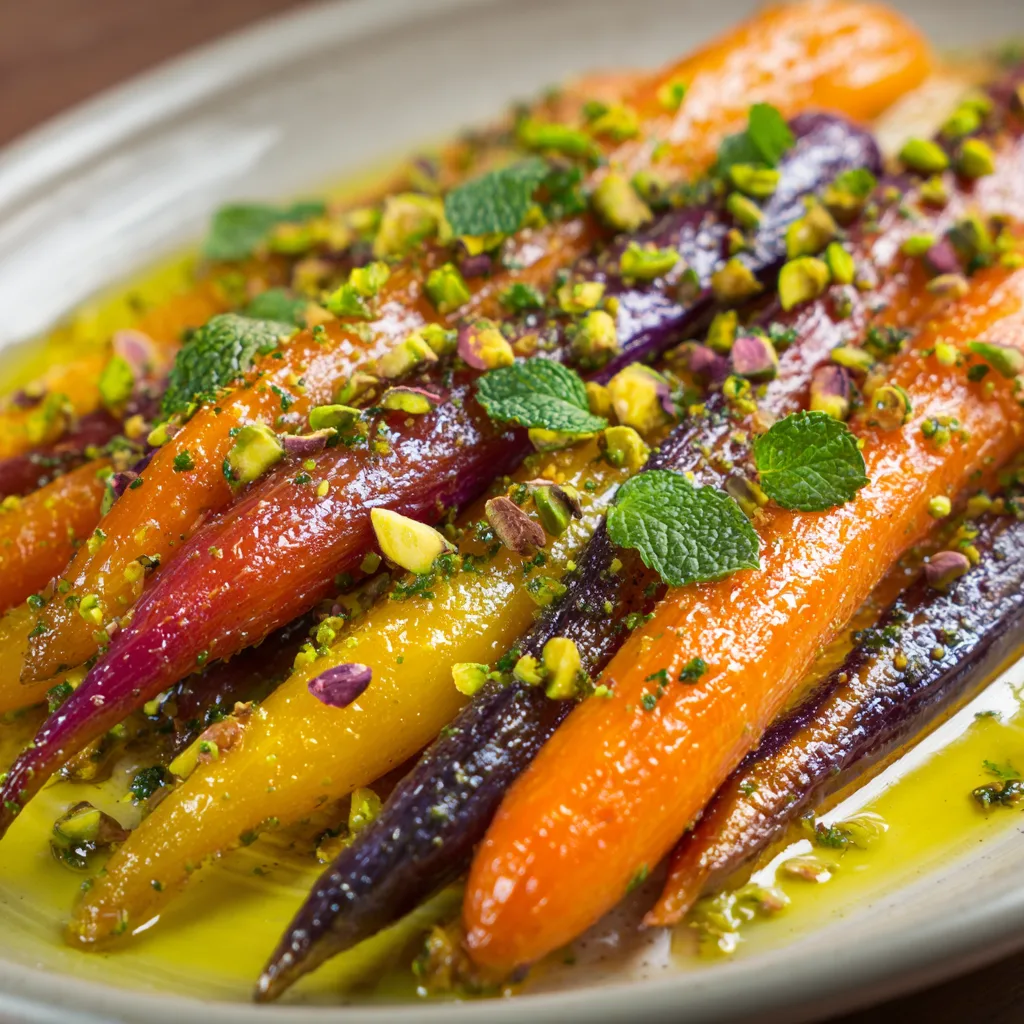Honey-Glazed Heirloom Carrots with Fresh Mint and Toasted Pistachios