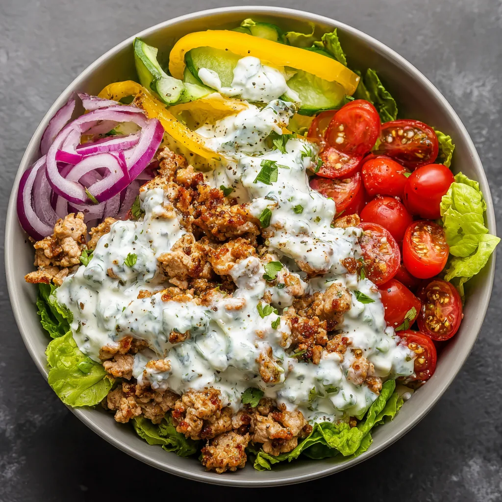 Low-Carb Turkey Gyro Bowls with Greek Yogurt Tzatziki