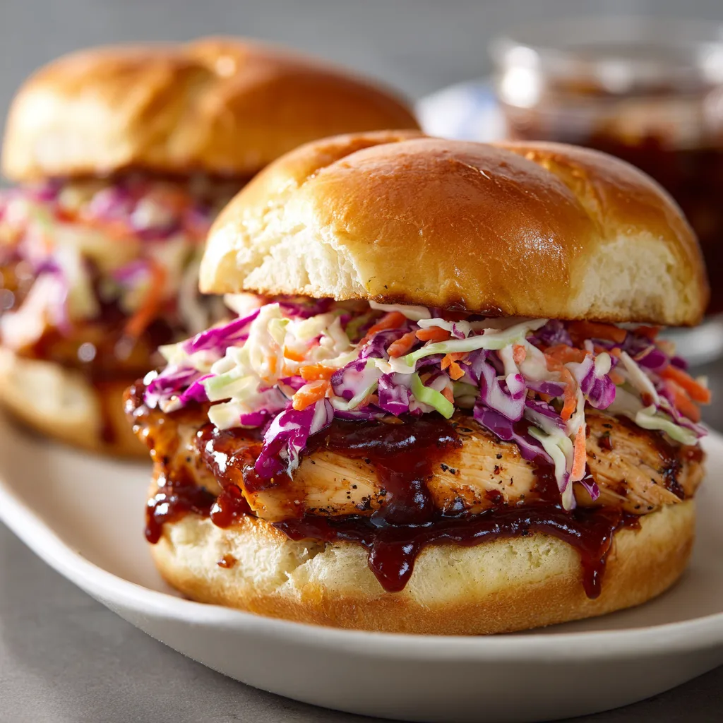 BBQ Chicken Sandwiches with Crunchy Slaw (BBQ)