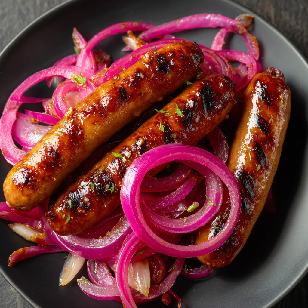 BBQ Hot Links with Quick-Pickled Onions