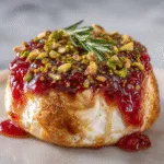 Baked Brie with Strawberry Jam and Pistachios (vegetarian)