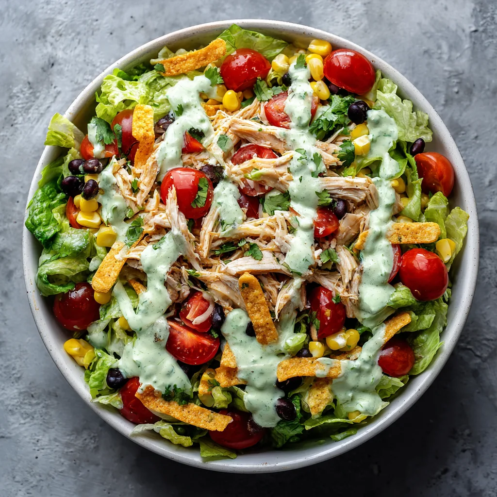 Chicken Taco Salad with Creamy Avocado Dressing