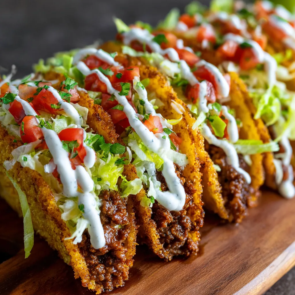 Crispy Baked Beef Tacos with Lime Crema