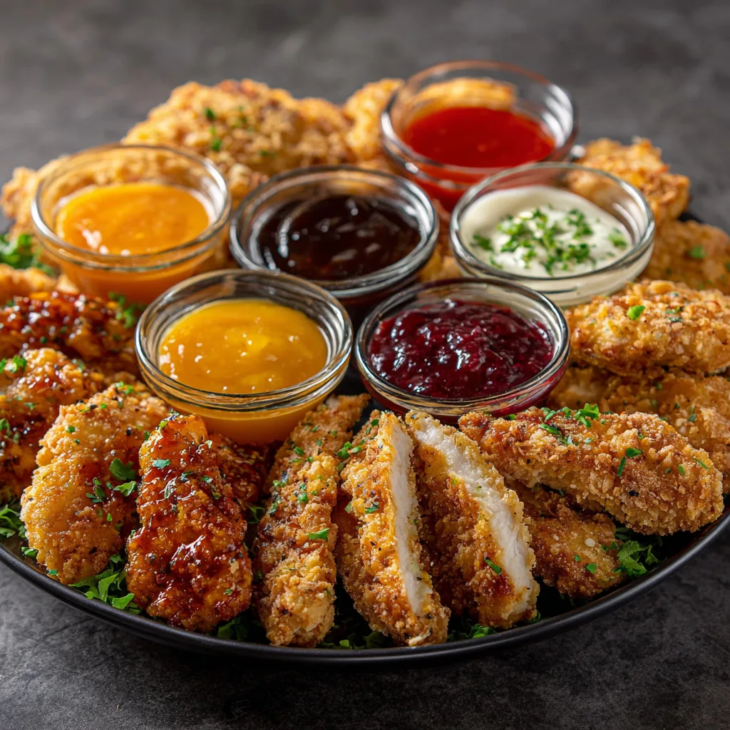 Crispy Chicken Tender Platter with Dipping Sauces