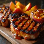 Grilled Pork Chops with Peach BBQ Glaze (BBQ)