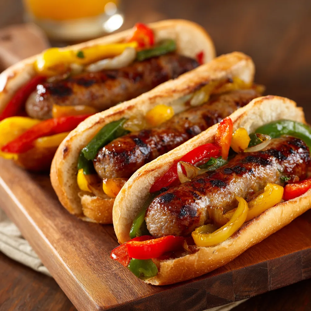 Grilled Sausage and Peppers Hoagies