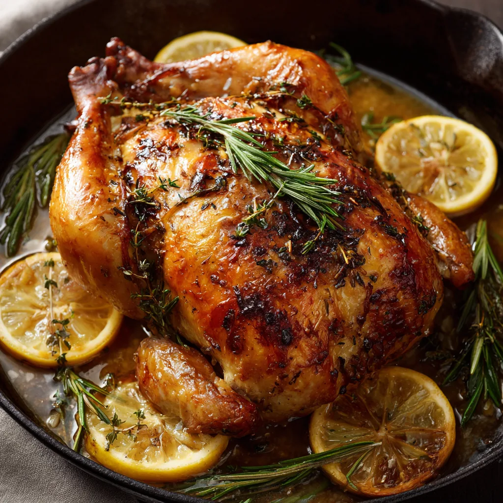 Lemon Herb Roast Chicken with Pan Juices