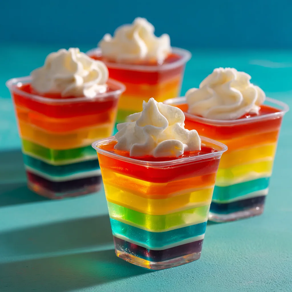 Rainbow Layer Jell-O Cups