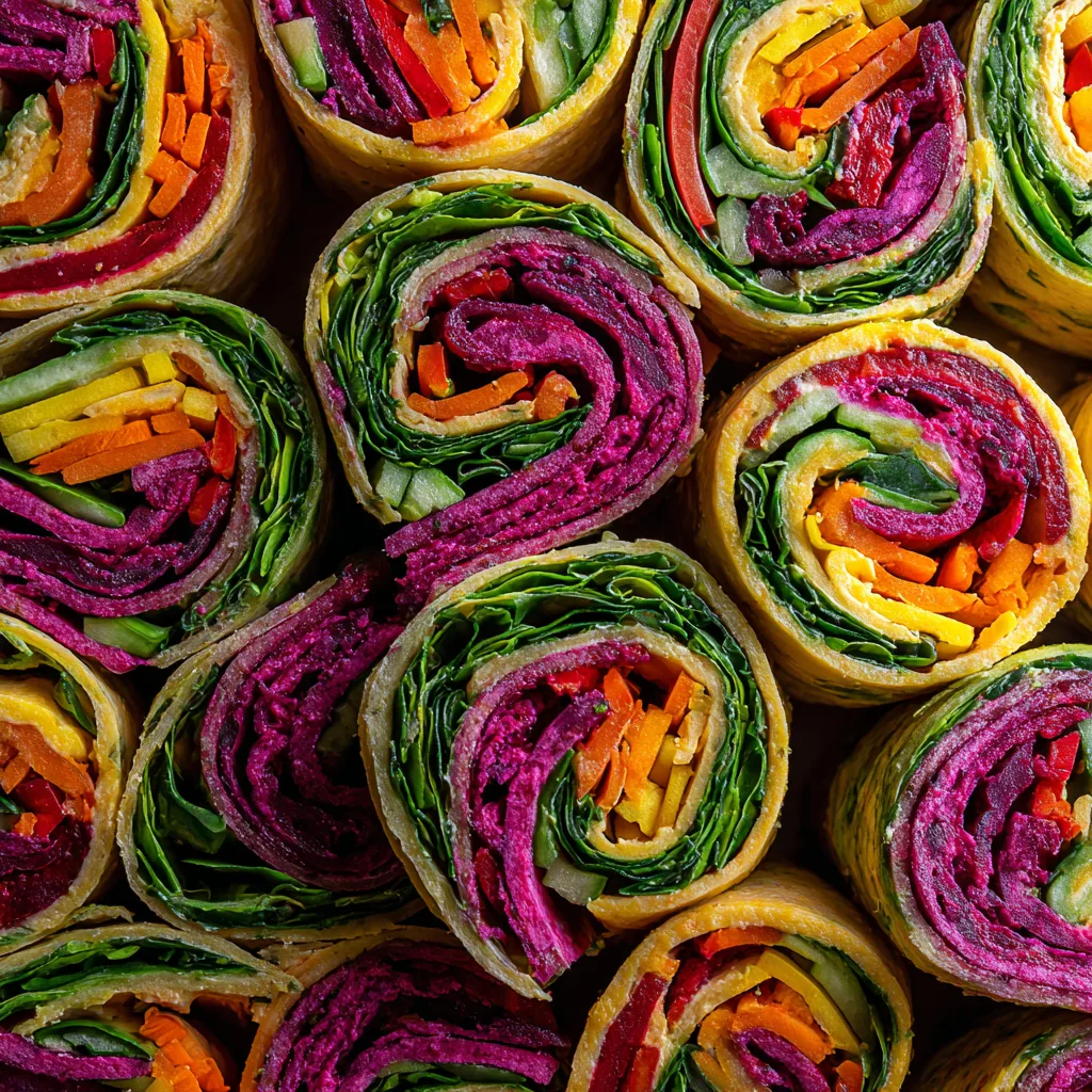 Rainbow Veggie Pinwheels (vegan)