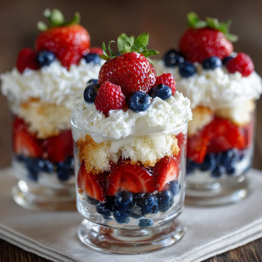 Red White and Blue Berry Trifle Cups