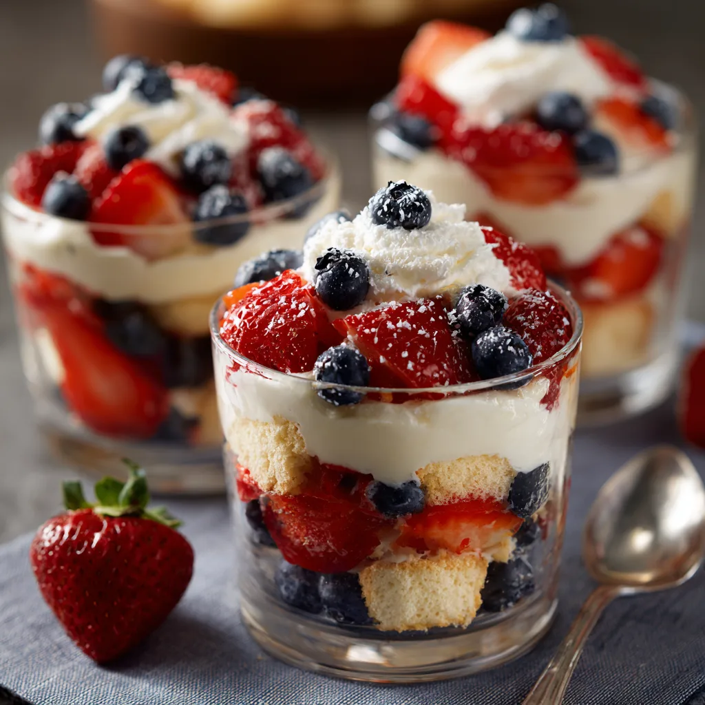 Red-White-and-Blue Berry Trifle Cups