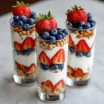 Red White and Blue Yogurt Parfaits (no-bake)