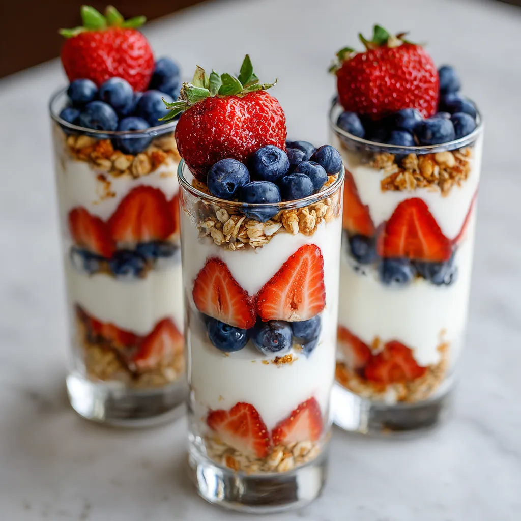 Red White and Blue Yogurt Parfaits (no-bake)