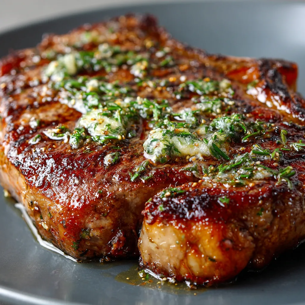Reverse-Sear Ribeye Steak with Garlic Herb Butter (grilling)