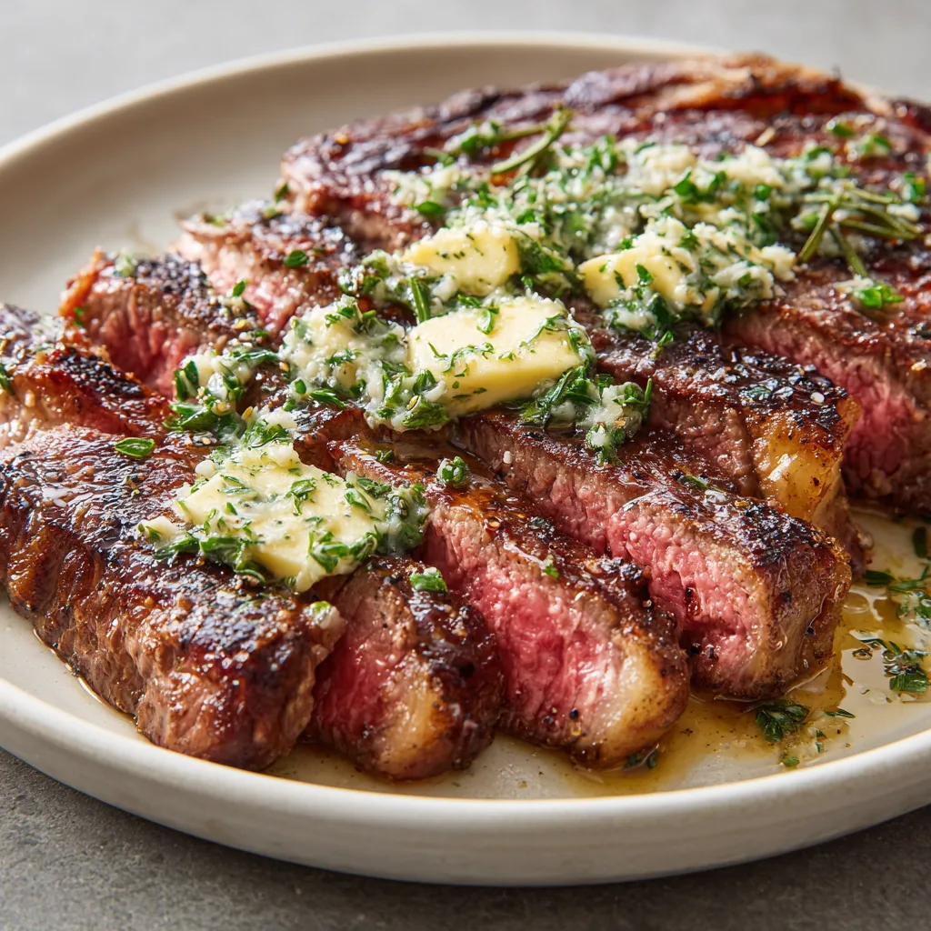 Reverse-Sear Steak with Garlic Herb Butter