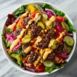 Smash Burger Salad with Pickles and Special Sauce (gluten-free)