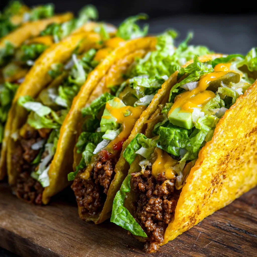 Smash Burger Tacos with Cheddar and Lettuce