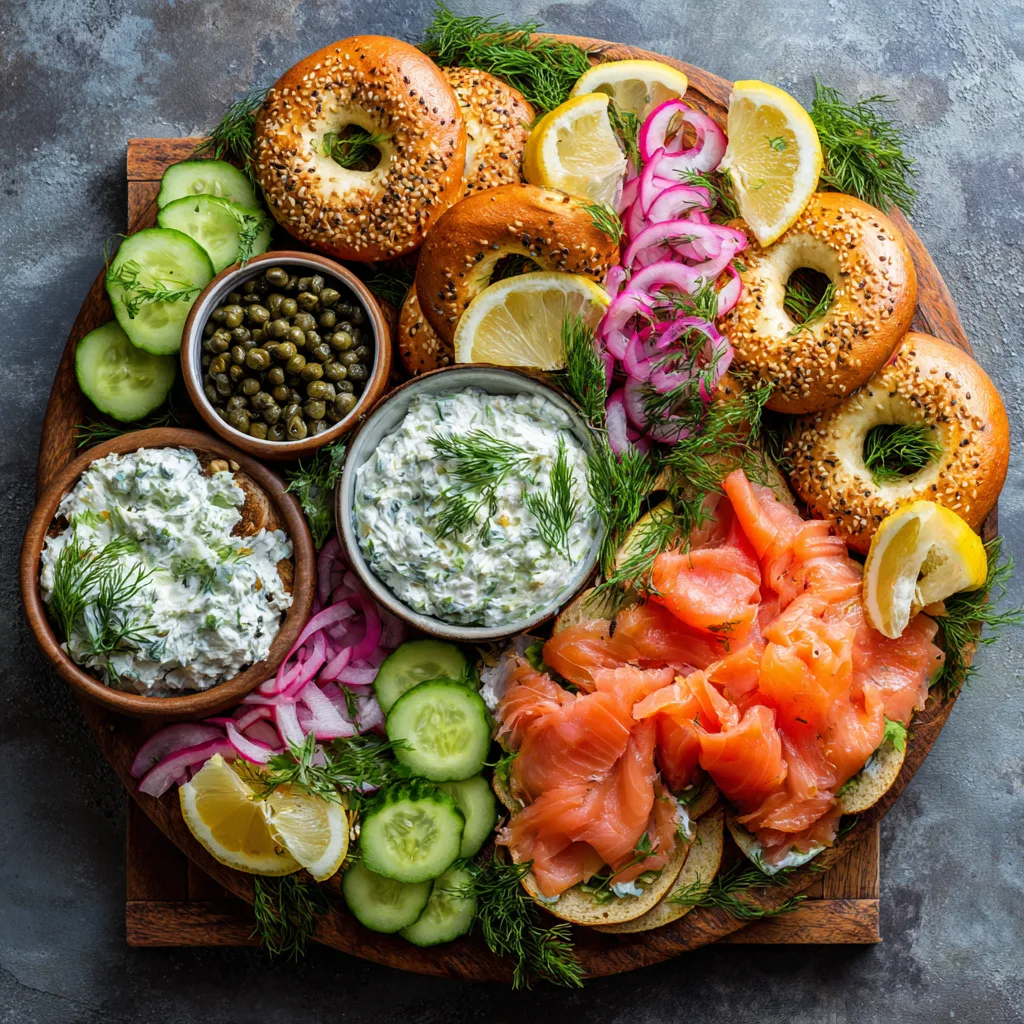 Smoked Salmon Bagel Board with Herby Cream Cheese