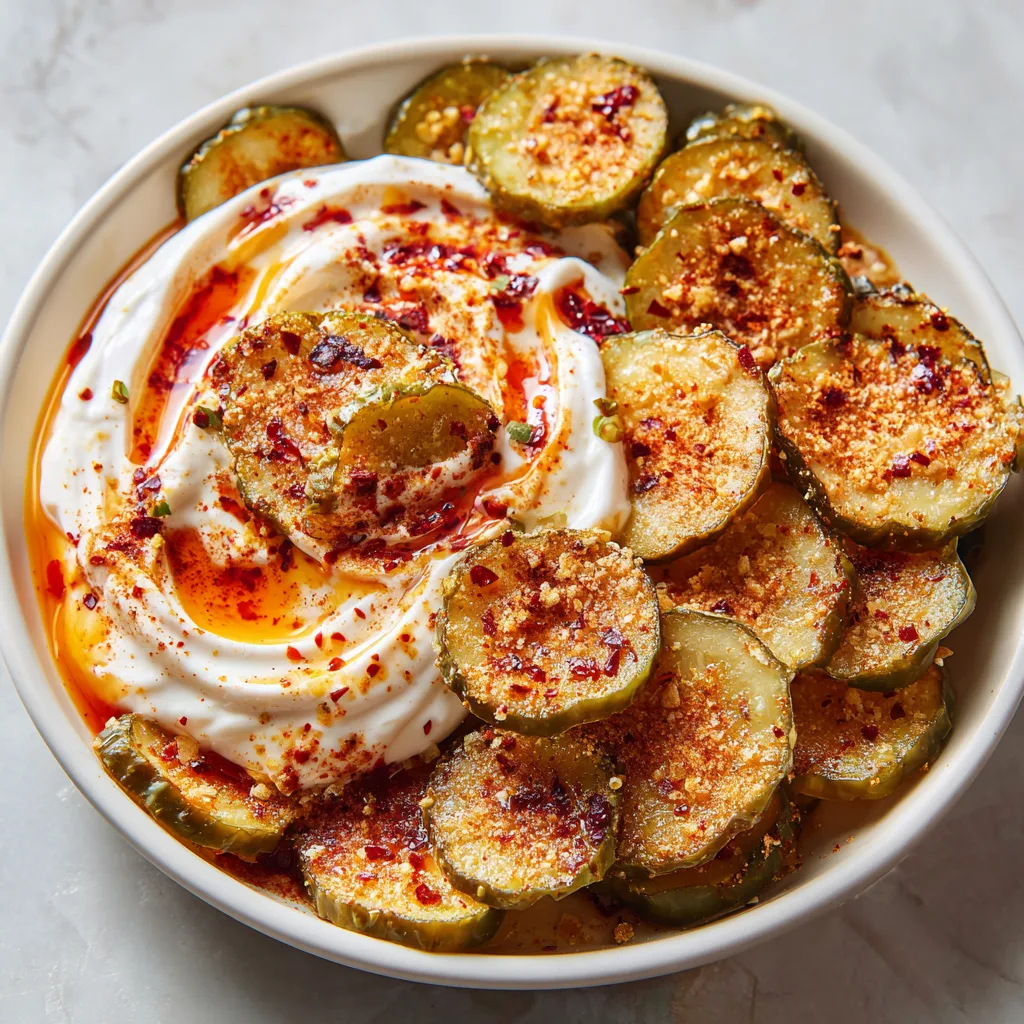 Spicy Pickle Chips and Dip