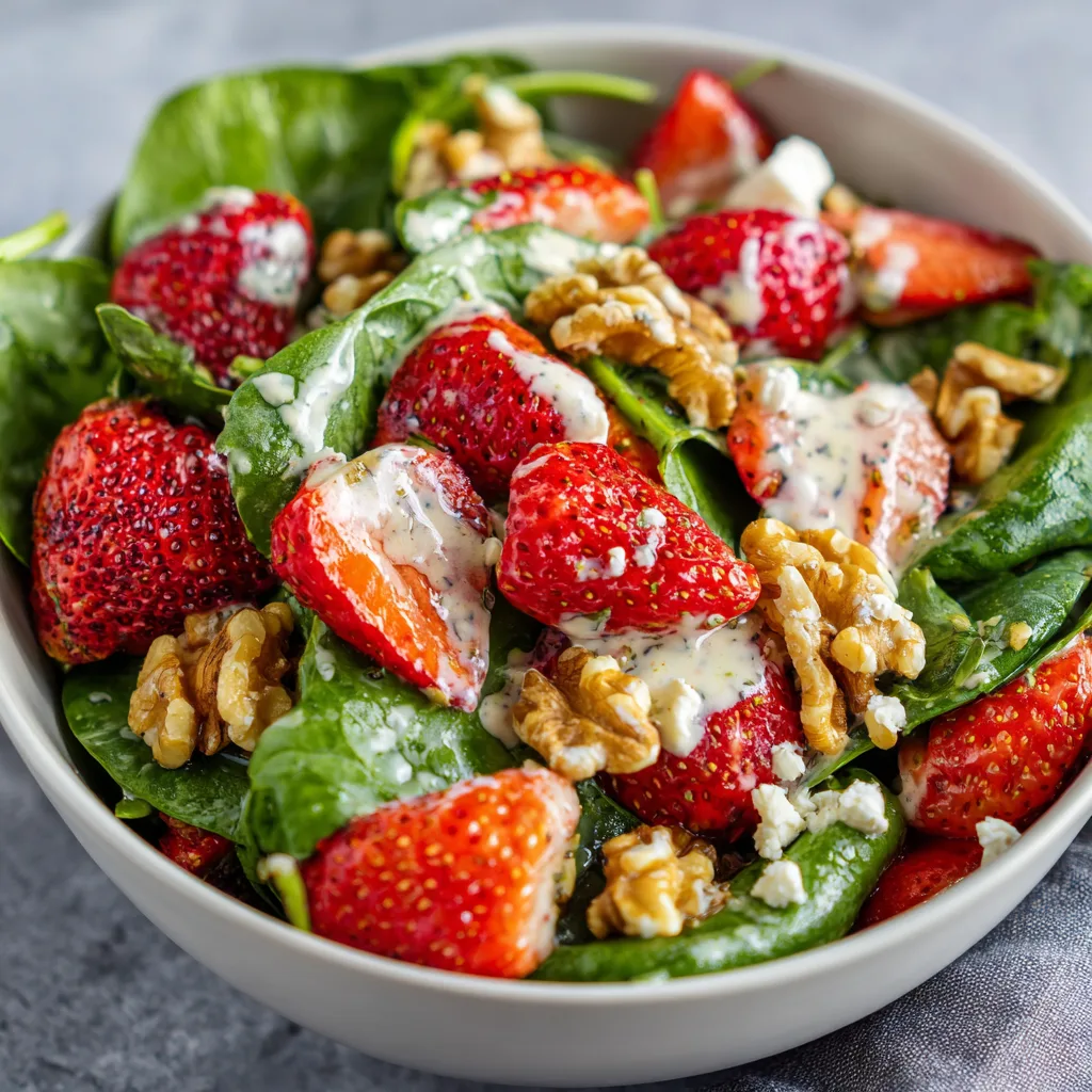 Strawberry Spinach Salad with Poppyseed Dressing (vegetarian)