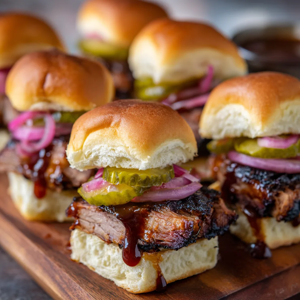 Texas Brisket Sliders with Pickles and Onions (BBQ)
