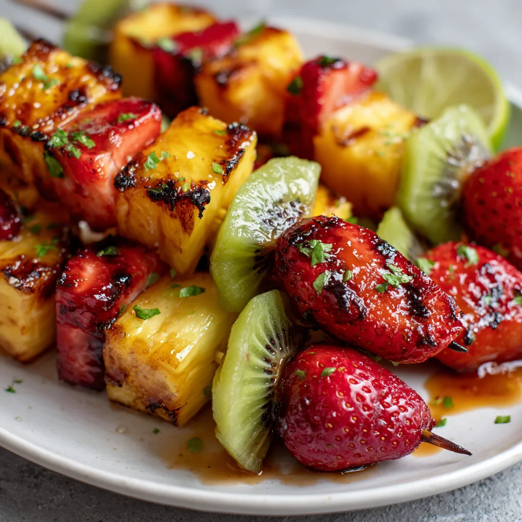 Grilled Fruit Skewers with Honey Lime Glaze