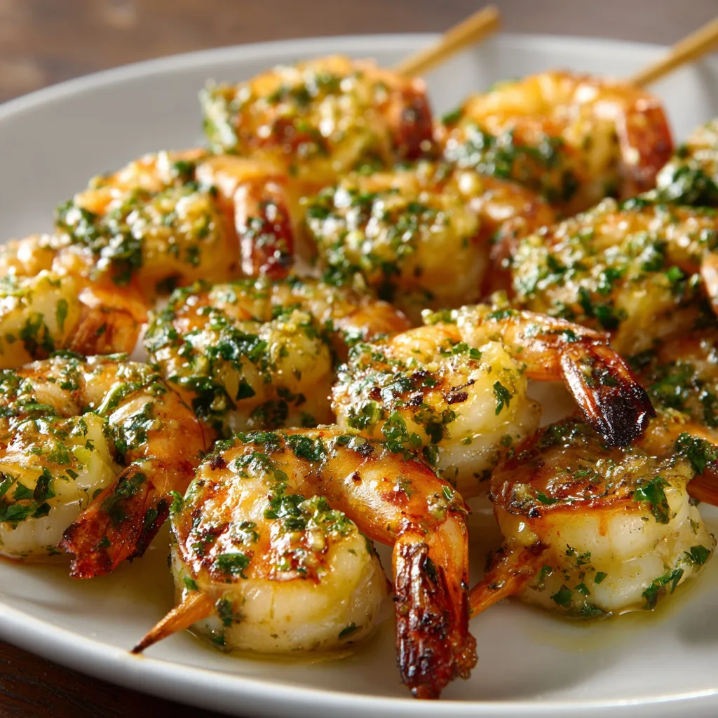 Grilled Shrimp Skewers with Garlic Butter
