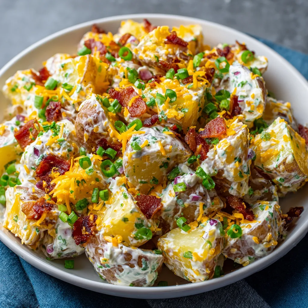 Loaded Baked Potato Salad (Mayo-Free!)