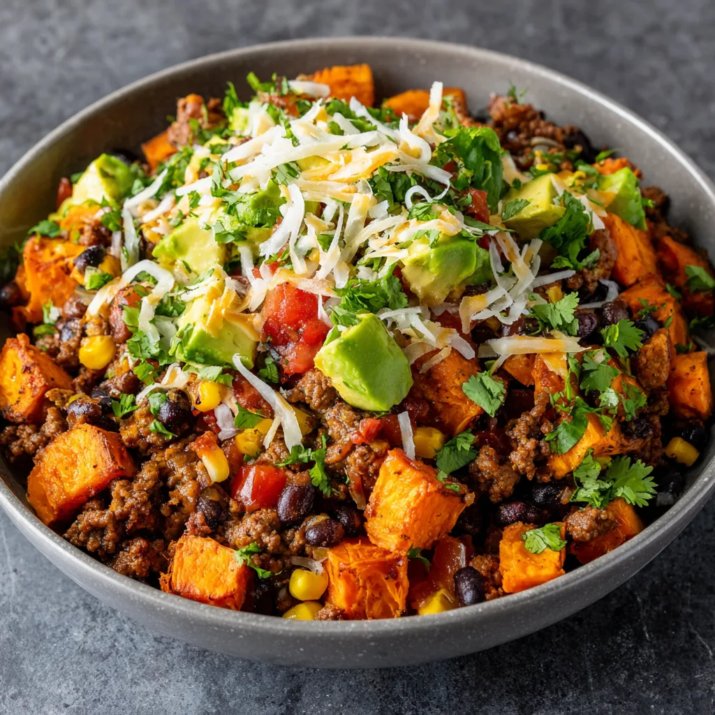 Loaded Sweet Potato Beef Bowl (65g Protein!)