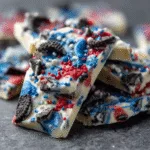 Patriotic Oreo Bark (3 Ingredients!)