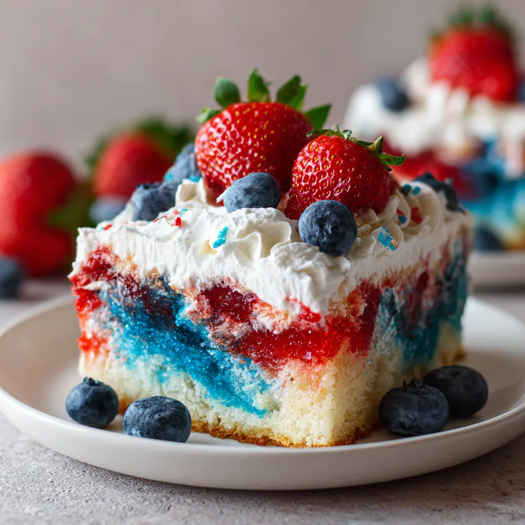 Red White & Blue Poke Cake: A Festive Treat You’ll Love! 2 Red White & Blue Poke Cake (Viral Every Year!)