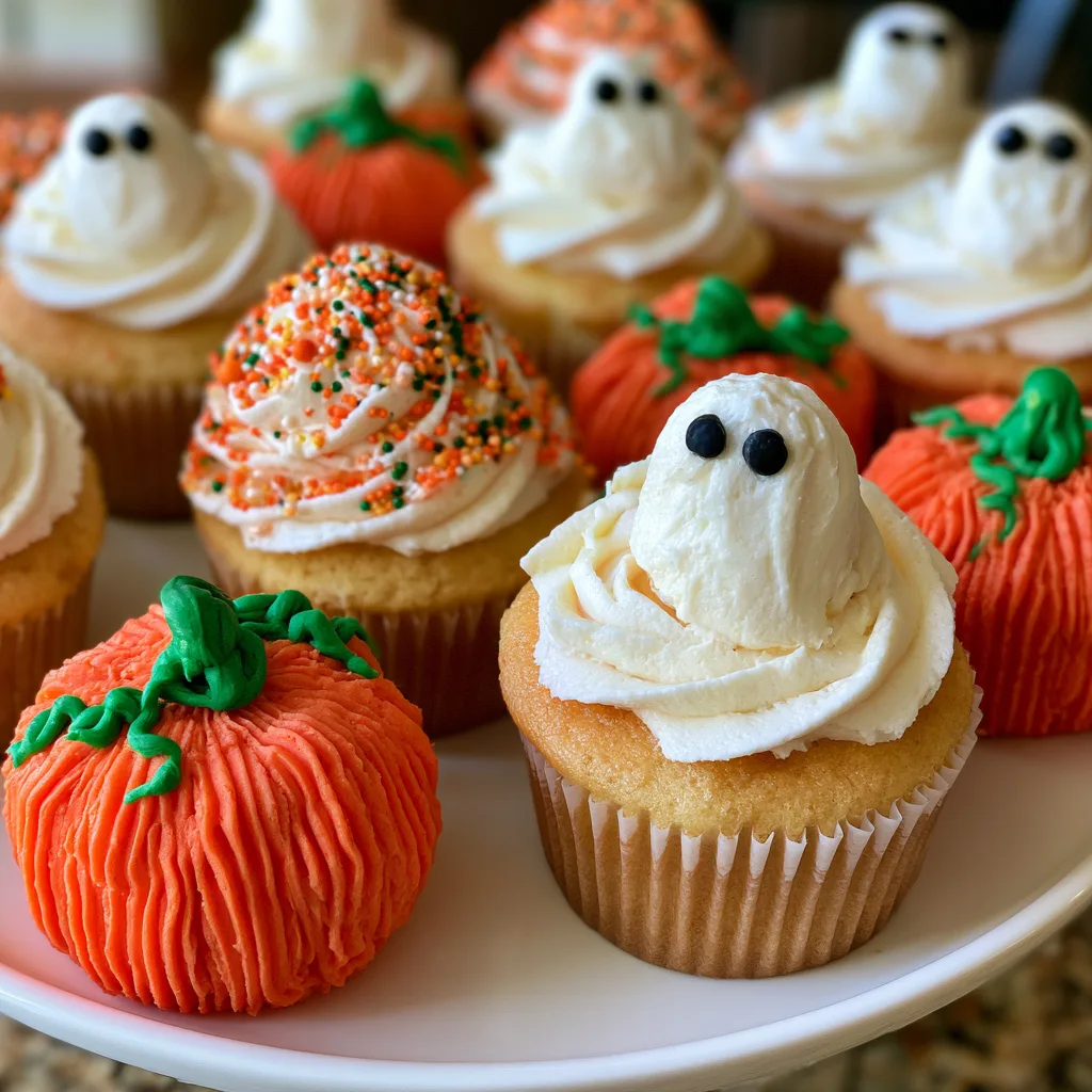 40+ Halloween Cupcake Ideas That Will Delight You! 2 40+ Halloween Cupcake Ideas : Buttercream Ghost + Pumpkin