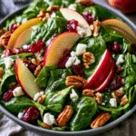 Apple Spinach Salad with Pecans, Cranberries, Goat Cheese