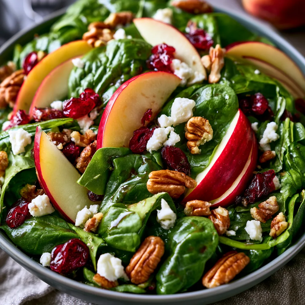 Apple Spinach Salad with Pecans, Cranberries, Goat Cheese