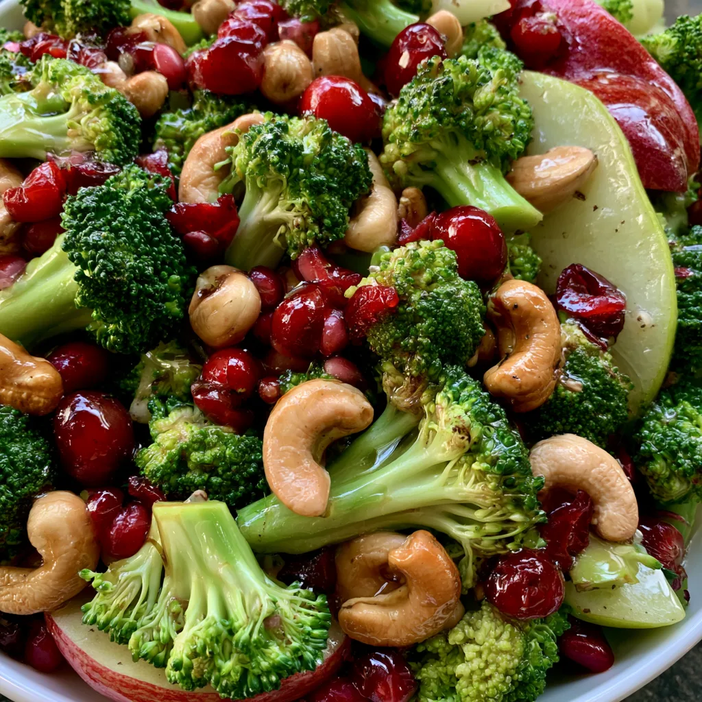 Broccoli Cashew Salad with Apples, Pears, and Cranberries: A Sweet Crunch! 2 Broccoli Cashew Salad with Apples, Pears, and Cranberries