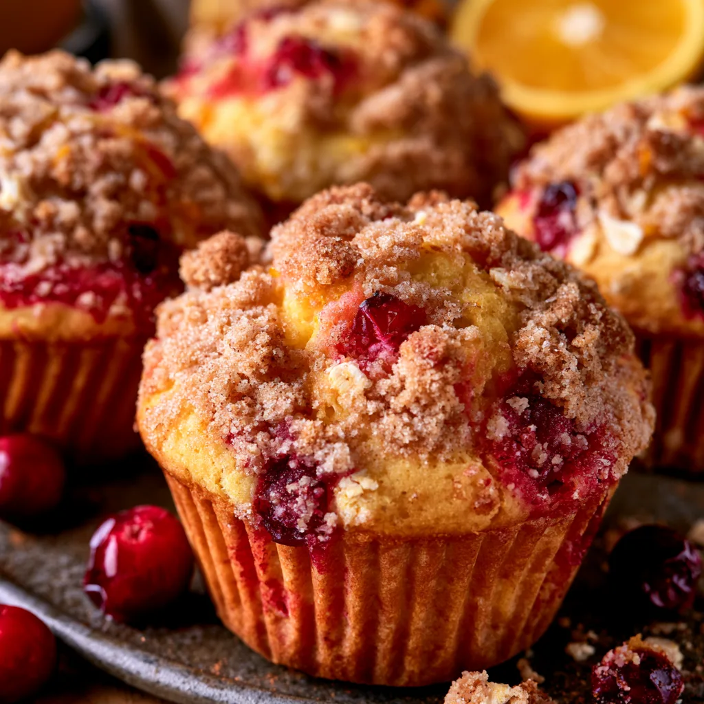 Cranberry Orange Muffins with Streusel Topping
