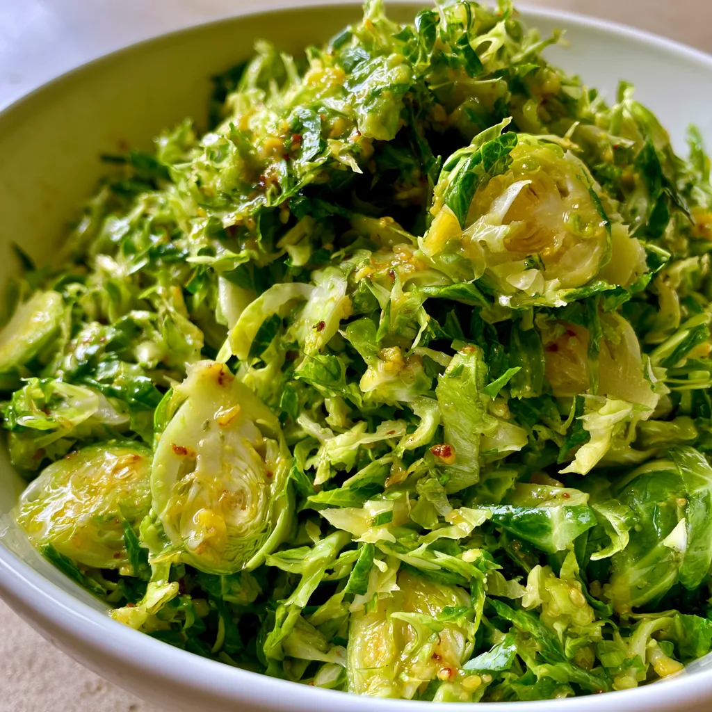Delicious Brussels Sprout Salad with a Sweet Honey Mustard Vinaigrette You Can't Resist! 2 Delicious Brussels Sprout Salad with a Sweet Honey Mustard Vinaigrette!