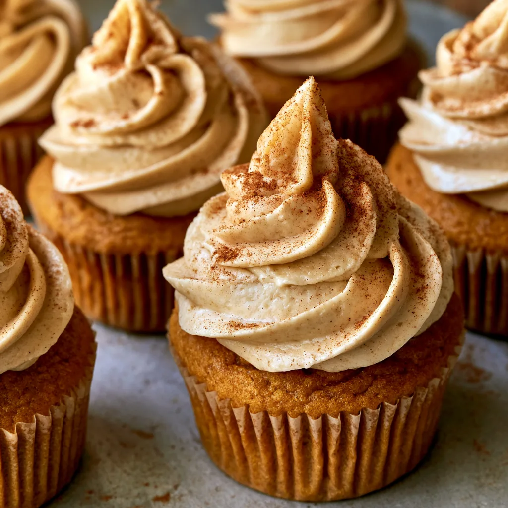 Irresistible Pumpkin Cupcakes Topped with Creamy Cinnamon Frosting! Enjoy the perfect fall treat today! 2 Irresistible Pumpkin Cupcakes Topped with Creamy Cinnamon Frosting!