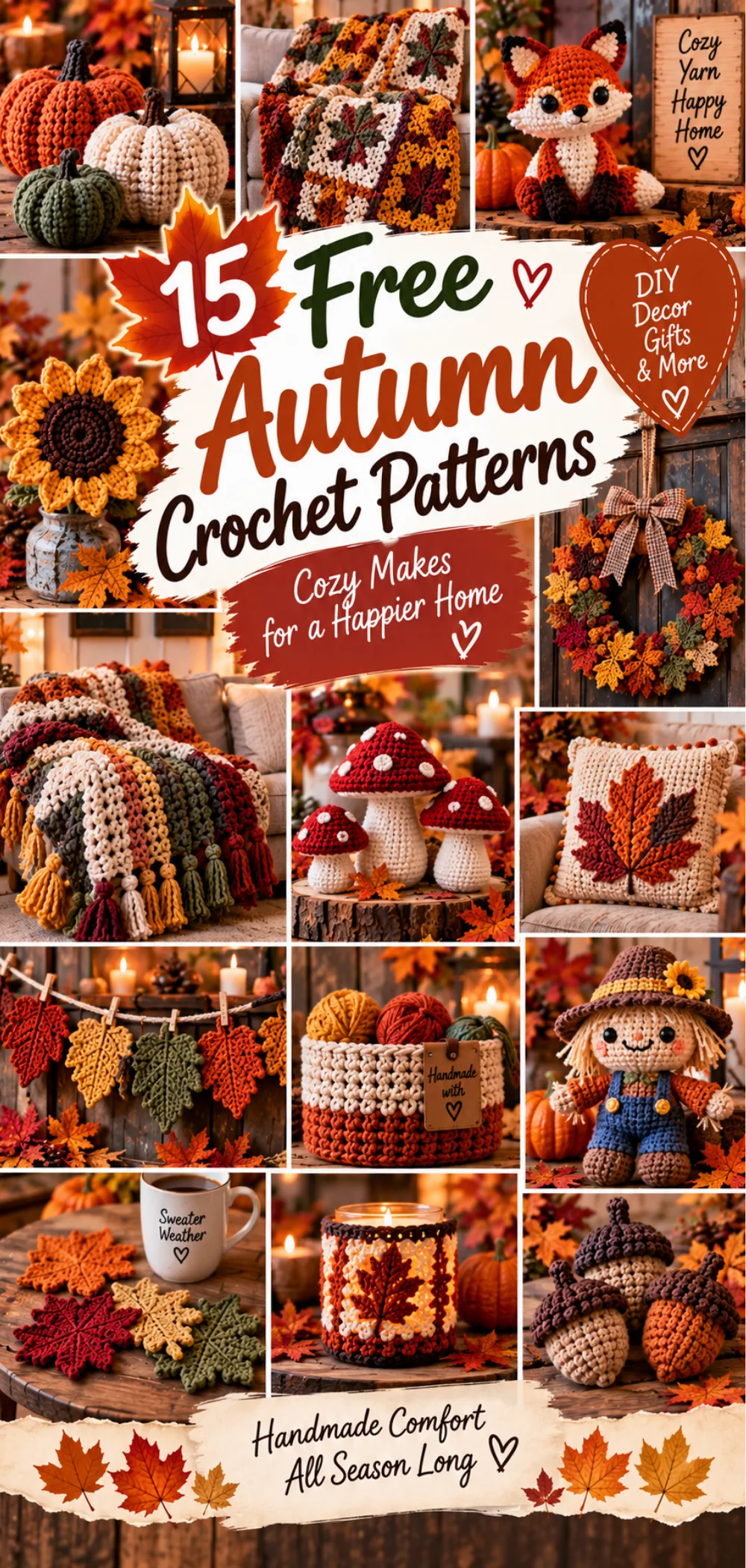 15 Free Autumn Crochet Patterns for a Cozy Home