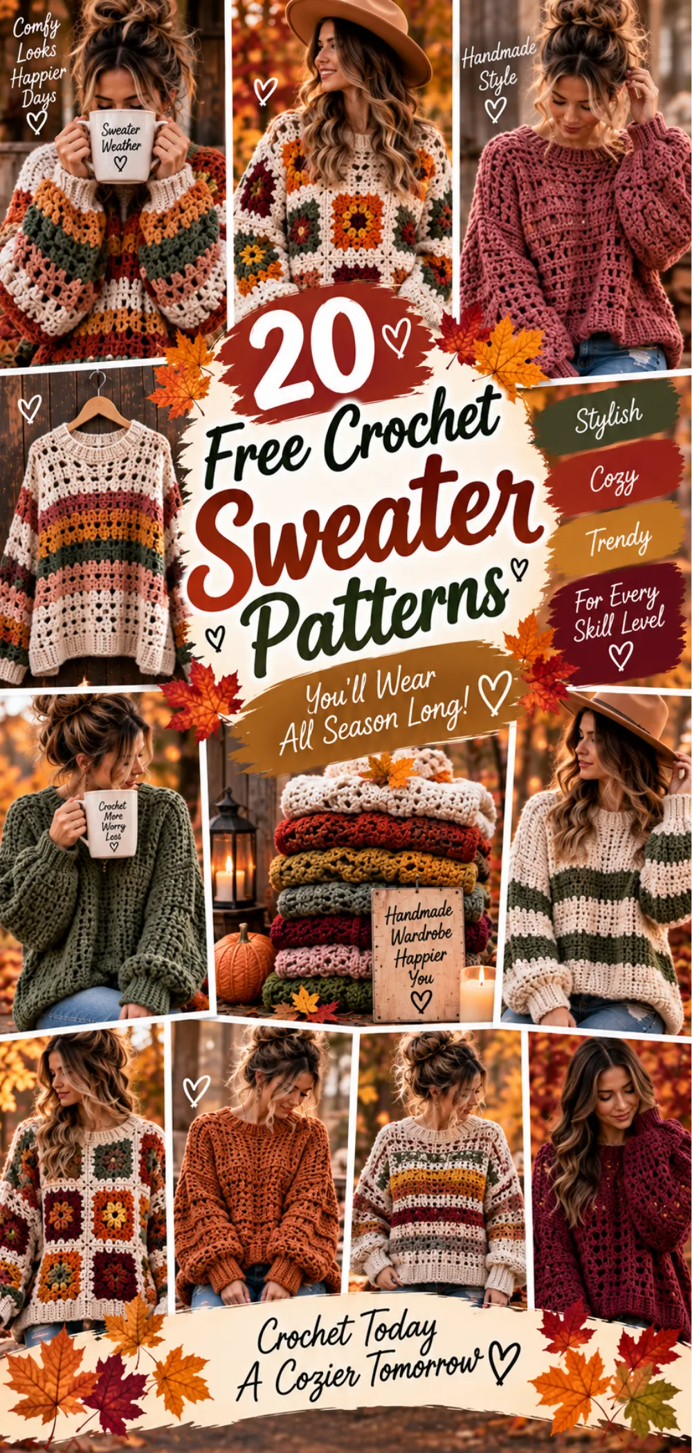 20 Free Crochet Sweater Patterns You’ll Wear All Season