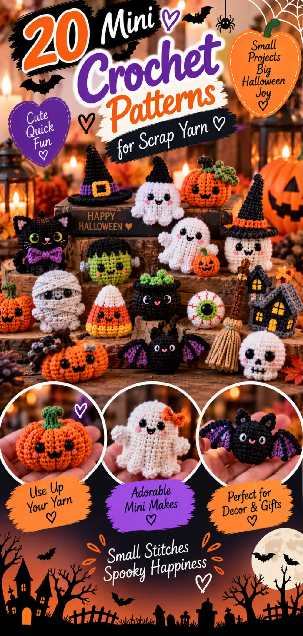 20 Mini Halloween Crochet Patterns Perfect for Scrap Yarn – Easy Free Patterns 2 20 Mini Halloween Crochet Patterns Perfect for Scrap Yarn