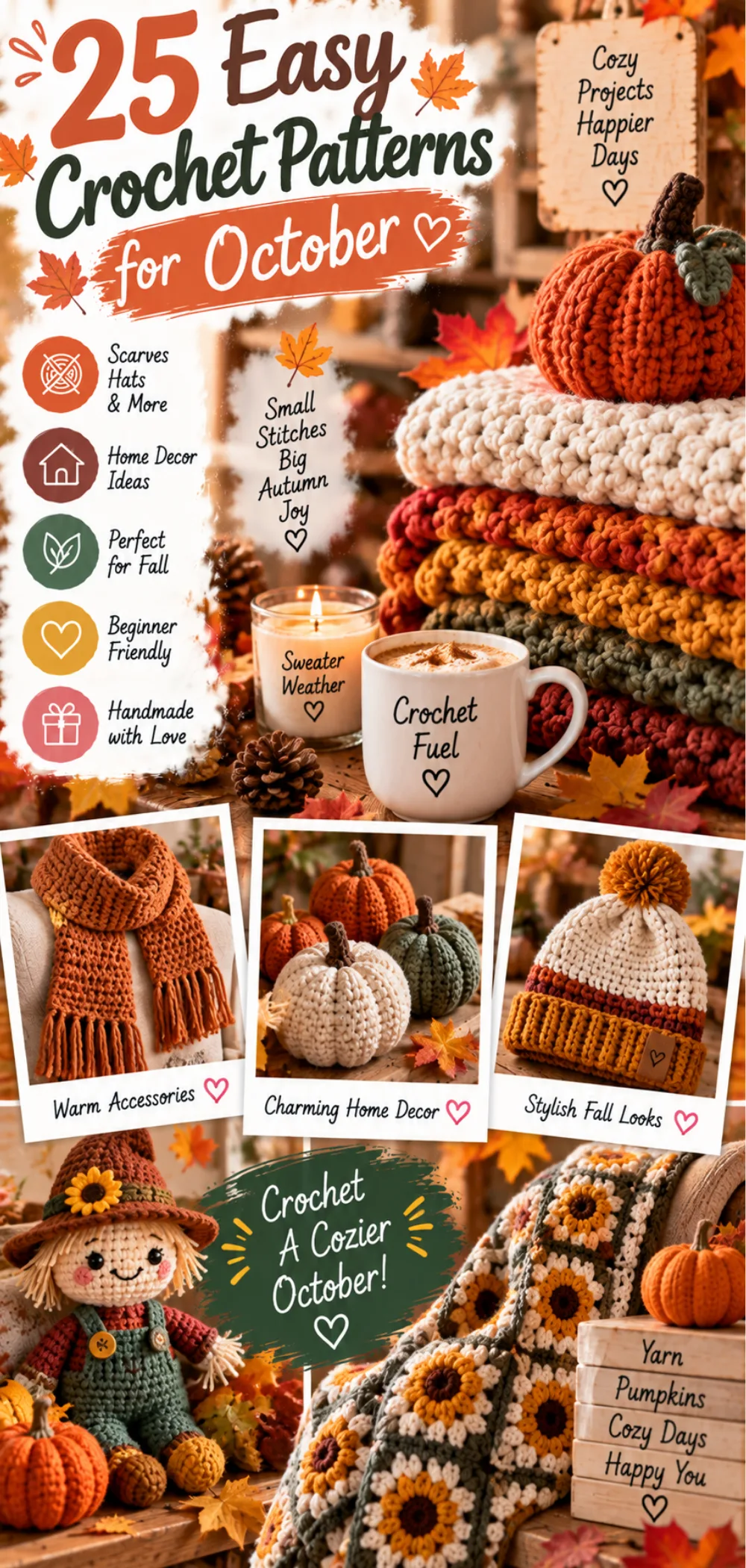 25 Easy Fall Crochet Patterns You’ll Want to Make This October – Free Patterns and Tutorials 2 25 Easy Fall Crochet Patterns You’ll Want to Make This October