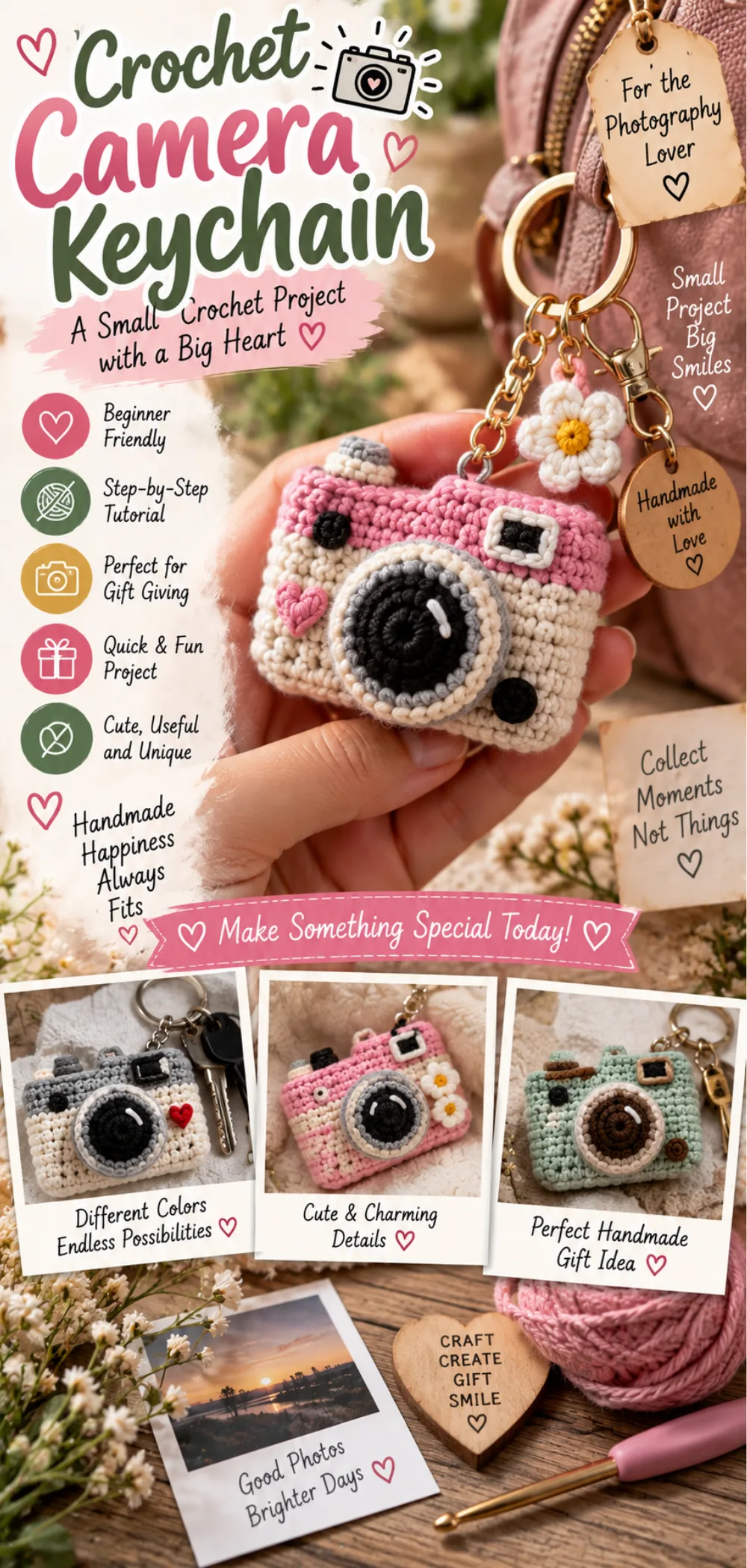 Adorable Crochet Camera Keychain for Gift and Craft Inspiration