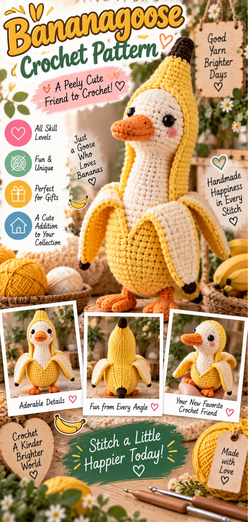 Bananagoose Crochet Pattern – Free Step-by-Step Plushie Tutorial 2 Bananagoose Crochet Pattern - Amigurumi Banana Goose - Plushie Crocheting