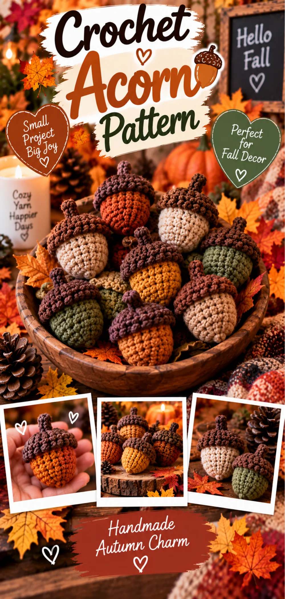 Crochet Acorn Pattern for Cute Autumn Decorations – Free Tutorial 2 Crochet Acorn Pattern for Cute Autumn Decorations