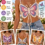 Crochet Butterfly Crop Top Free Patterns for Trendy Summer Fashion Looks