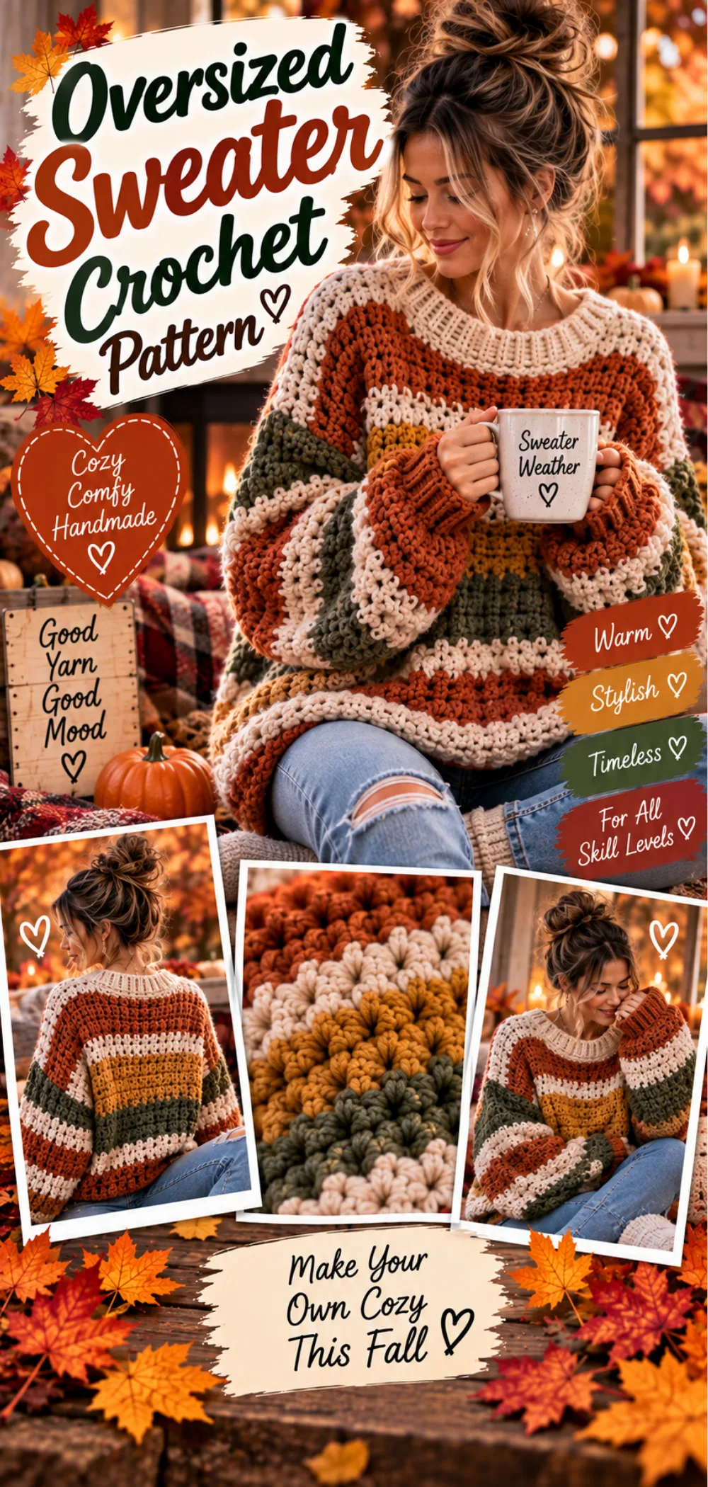 Crochet Oversized Sweater Pattern for Cozy Fall Days – Easy Photo Tutorial 2 Crochet Oversized Sweater Pattern for Cozy Fall Days