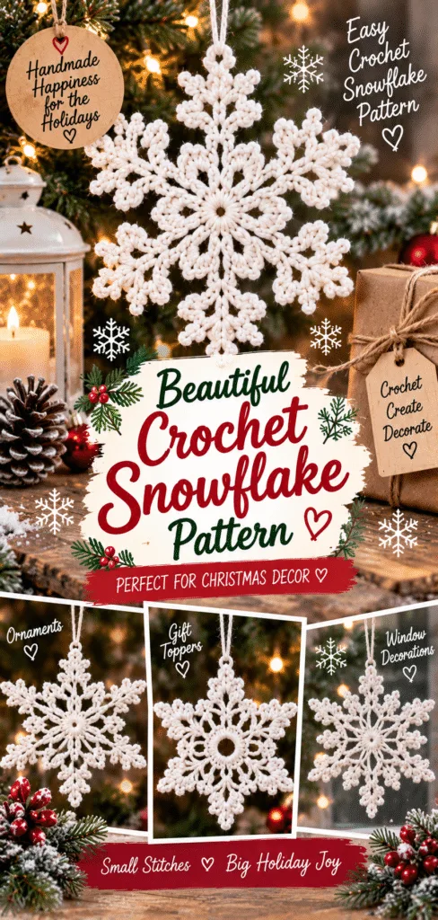 Crochet Snowflake Pattern for Christmas Decorations