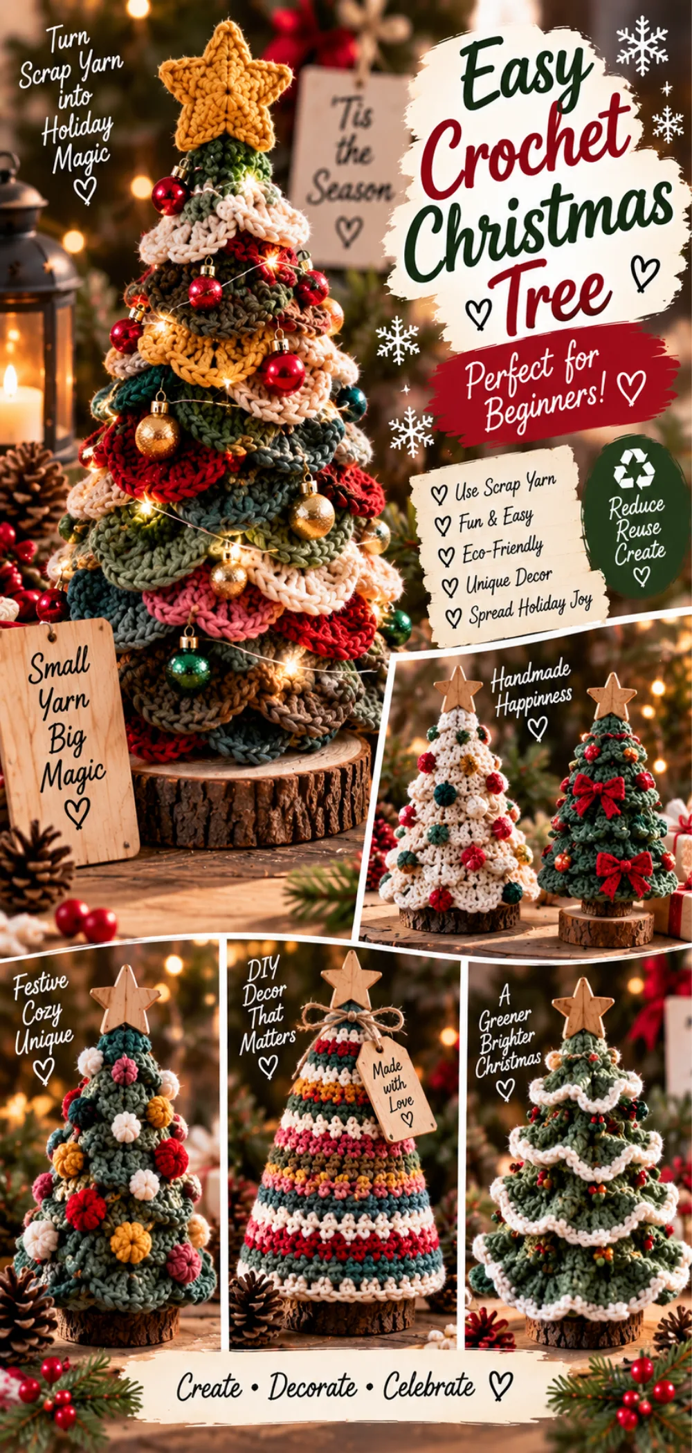 Easy Crochet Christmas Tree Pattern Using Scrap Yarn
